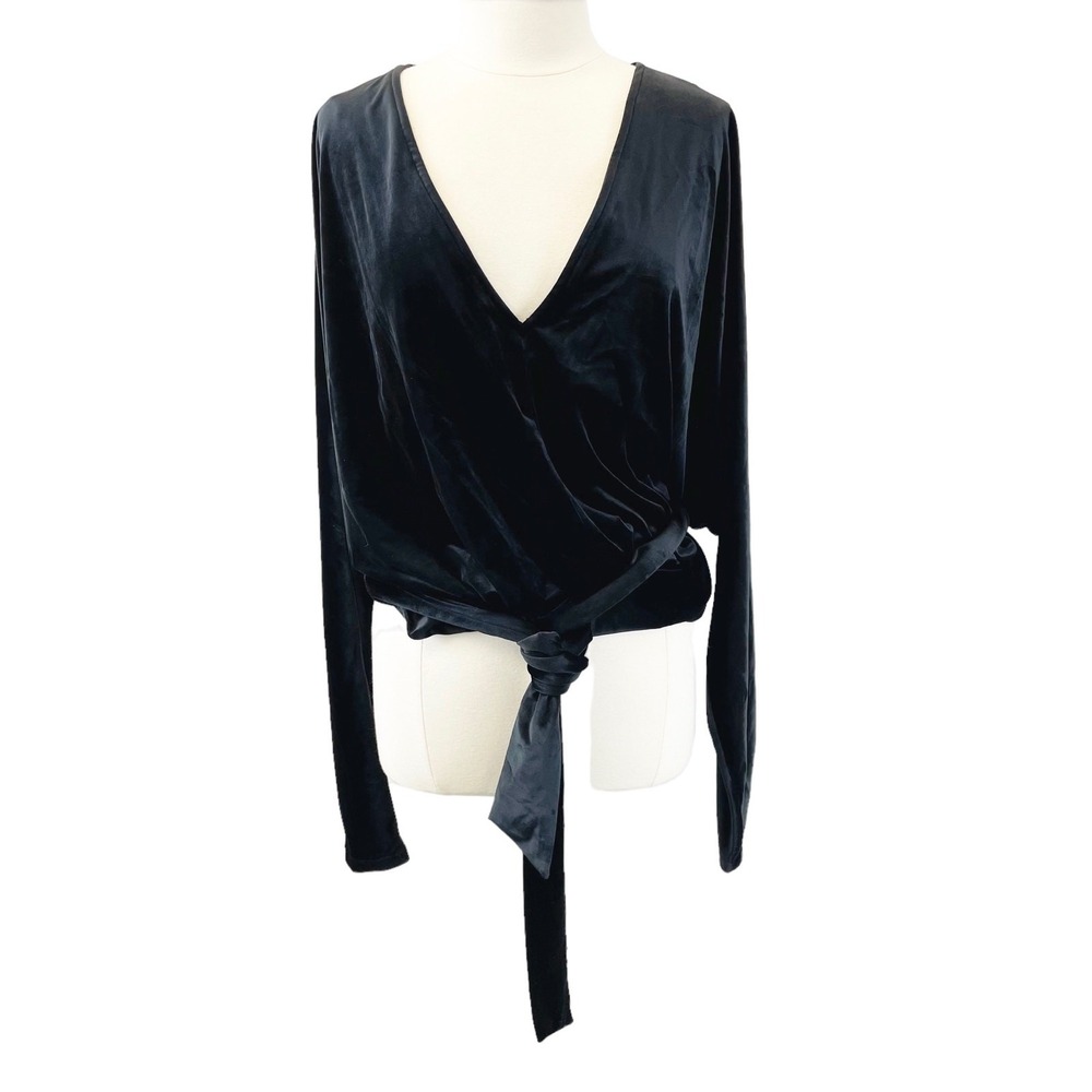 Good American Womens‎ Wrap Top Size 6 (3XL)Velvet Party Glam Holiday Luxury Chic
